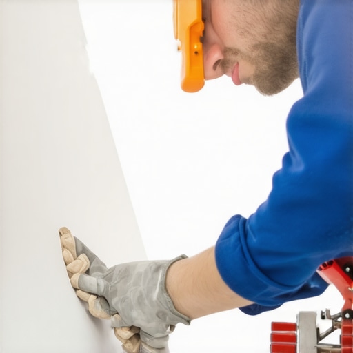 Close-up of drywall finishing tools and techniques