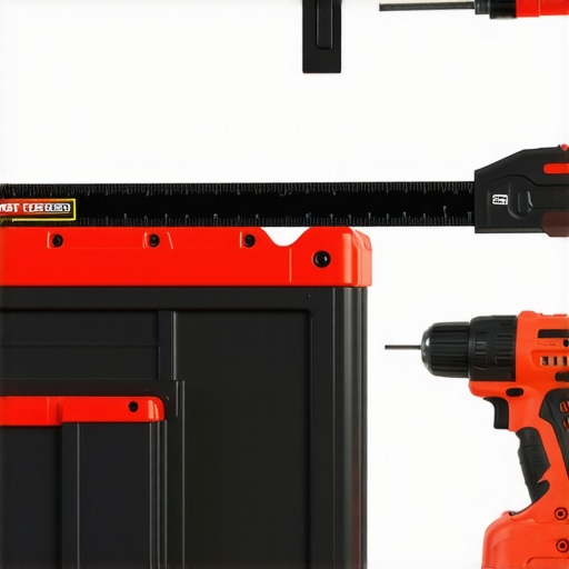 A collection of drywall tools neatly organized in a workshop.