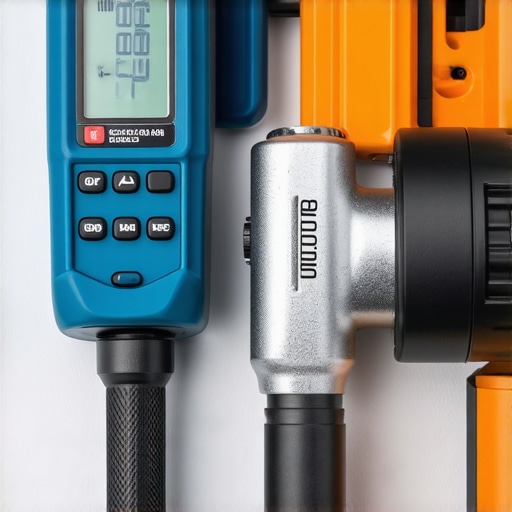 Tools for Long-Term Construction Success Power tools and digital devices organized in a construction setting, emphasizing maintenance and efficiency.