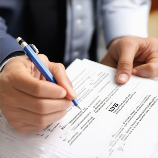 Person discussing permit paperwork with city official
