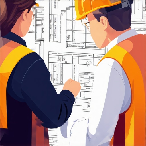 Contractor and official discussing building permit documents during an on-site review.