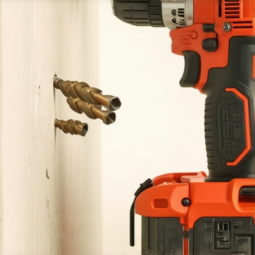 A cordless drill being used to fasten drywall screws precisely.