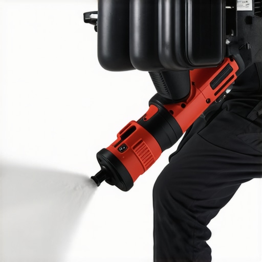 Drywall Sander with Dust Collection A drywall sander equipped with a dust collection hose smoothing a wall in a renovation project.