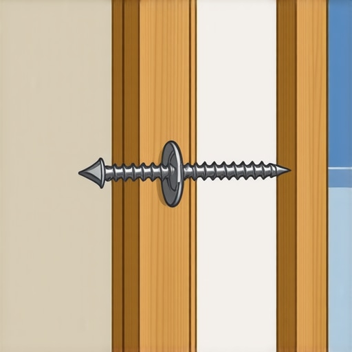 A detailed diagram showing proper drywall screw placement into framing studs to prevent future nail pops.