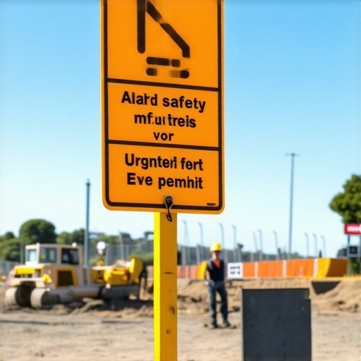 A construction site showing well-placed safety and permit signs