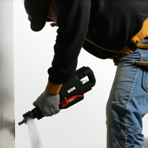 Person repairing drywall with an oscillating tool, showing clean edges and dust removal