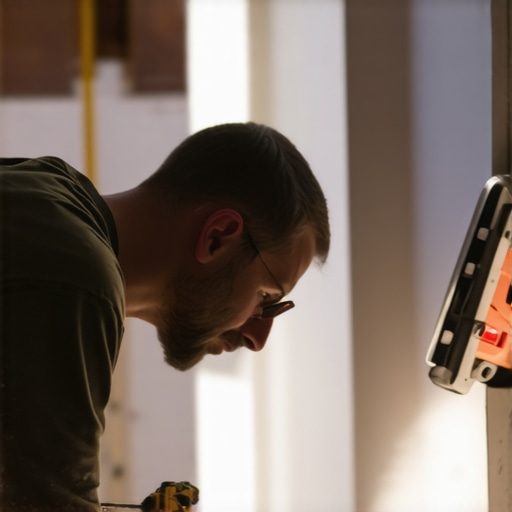 Handyman using oscillating multi-tool for drywall maintenance