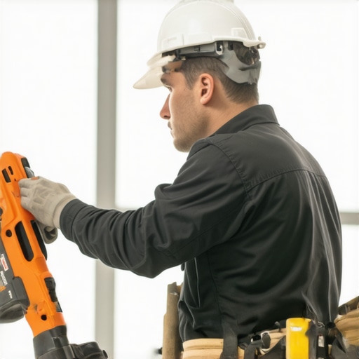 A contractor using advanced drywall finishing tools at a construction site