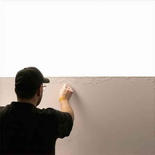 Drywall surface with smooth finish being inspected with bright light