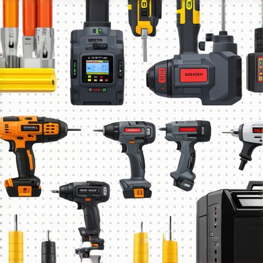 A professional workspace with advanced drywall tools, moisture sensors, and organized equipment for remodeling projects.