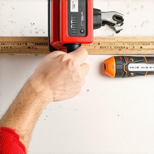 Person measuring drywall accurately with laser distance tool at construction site