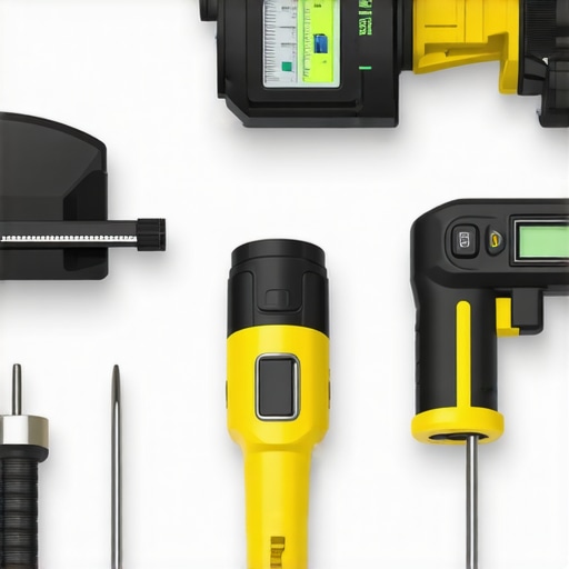 Close-up of drywall finishing tools and equipment used by a professional builder.