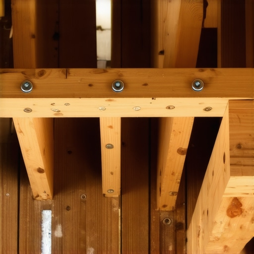 Close-up of drywall screws installed at regular intervals on ceiling joists for a smooth ceiling finish.