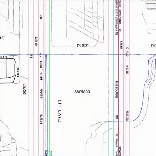 Close-up of a property site plan with boundary lines, easements, and setbacks highlighted, used for permit application