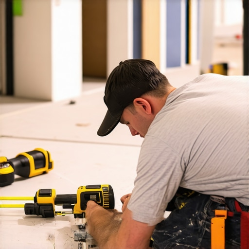 A professional measuring a building foundation with a laser distance tool