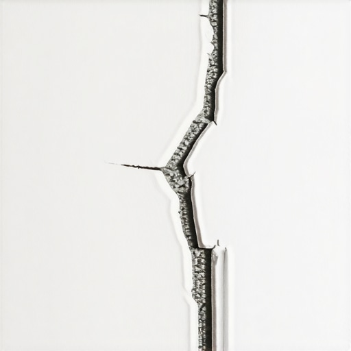 Detailed image showing drywall repair with fiberglass mesh and joint compound in progress