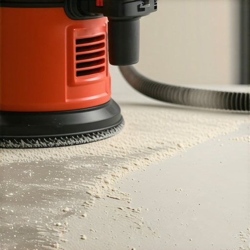 A drywall sander attached to a shop-vac for dust control during sanding