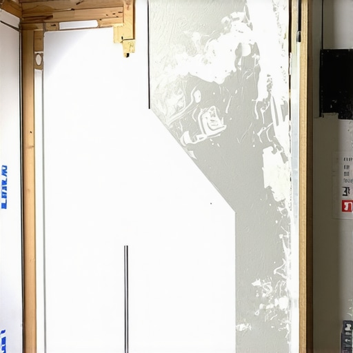 Close-up view of drywall layers with soundproof materials being added for noise reduction.