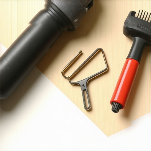 Drywall sander and repair tools on a workbench ready for maintenance.