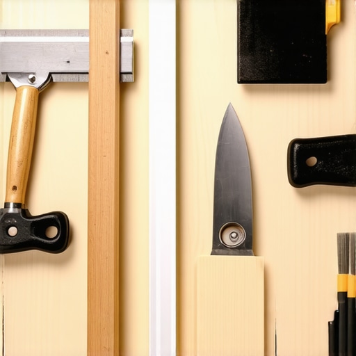 Various drywall repair and finishing tools laid out for project maintenance.