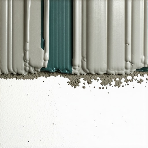 A detailed image showing a cement board with sealed joints and waterproof tape in a bathroom setting