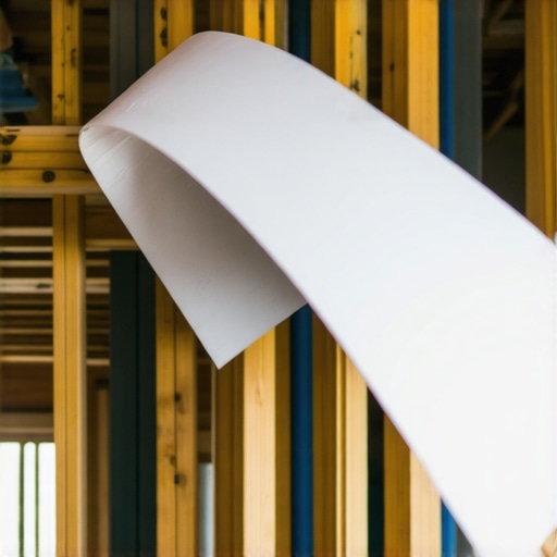 Close-up of flexible drywall bending process during wall framing