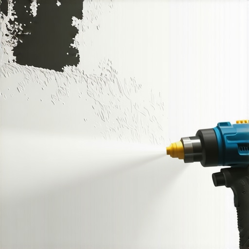 Close-up of drywall texturing tools applying knockdown finish