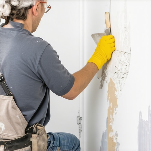 Person smoothing drywall mud over tape with a taping knife, illustrating proper drywall repair technique.