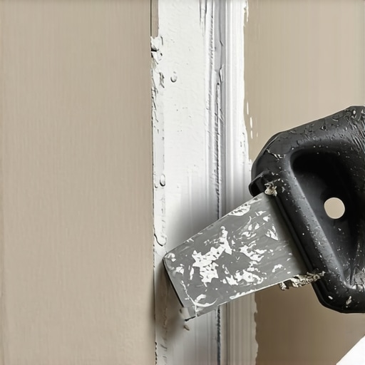 Close-up of drywall seam with mud and taping knife in use.