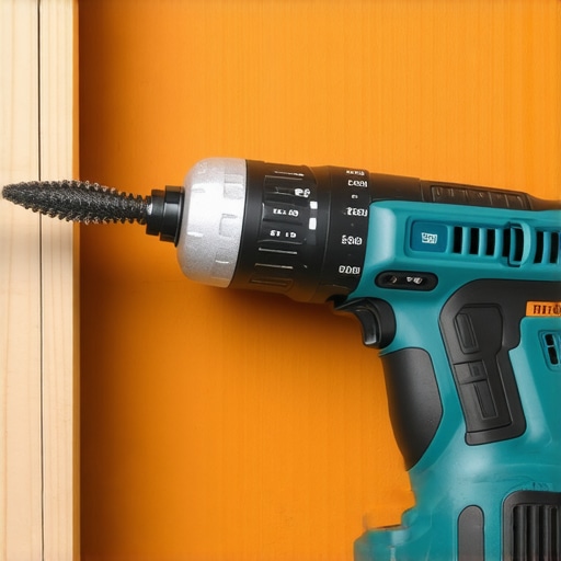 An oscillating multi-tool being used for drywall repair, showcasing blades and sanding attachments