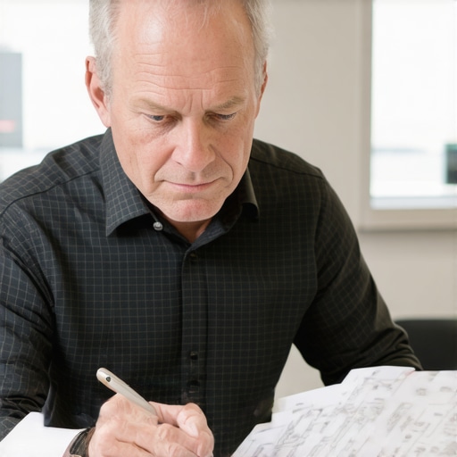 Person presenting permit documents to a city planner at the zoning department