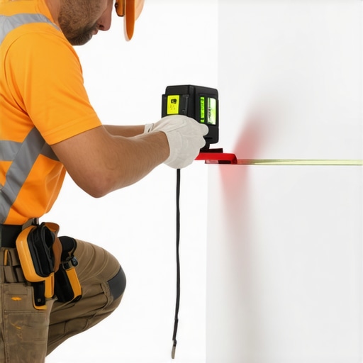 Maintaining Precision with Laser Levels Construction worker using a laser level to align drywall during remodeling.
