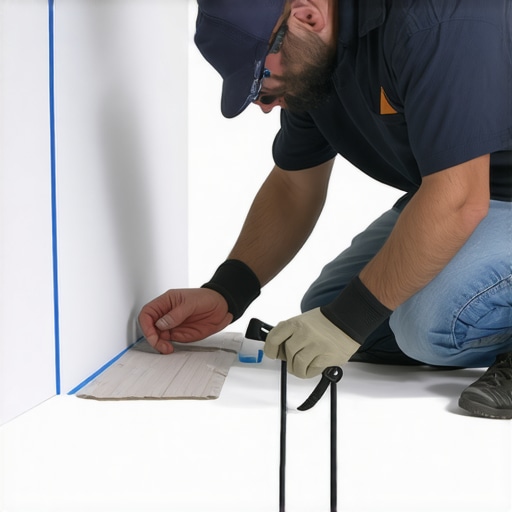 Moisture-Resistant Drywall Installation Close-up of drywall installation in bathroom with sealant application