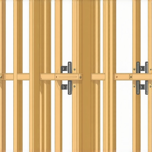 Illustration of wall framing with studs and support blocks for secure vanity mounting.