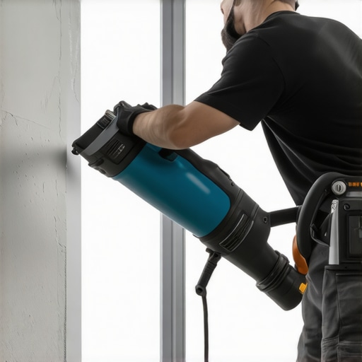 Contractor using professional dust-free drywall sanding tools