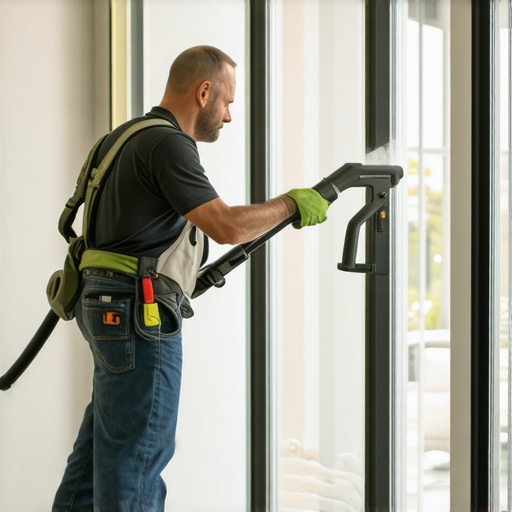 Professional Vacuum Sanding Equipment Contractor using a dust-free drywall sander for a clean remodel finish.