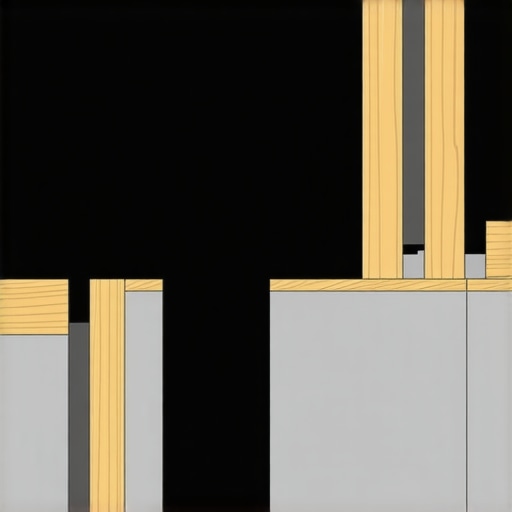Technical illustration of wall framing for kitchen storage niches